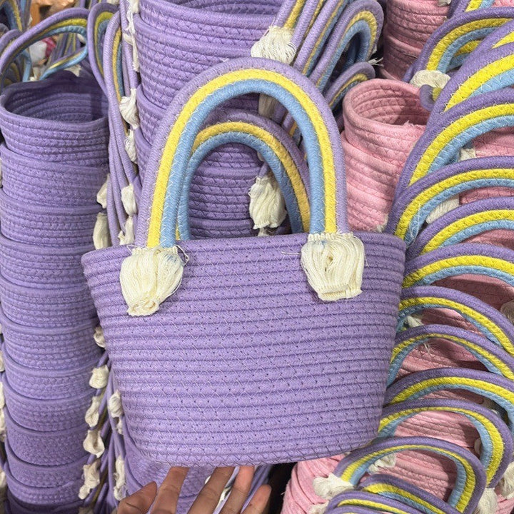 Women's handmade basket bag with color-coordinated handle accents Kalsten