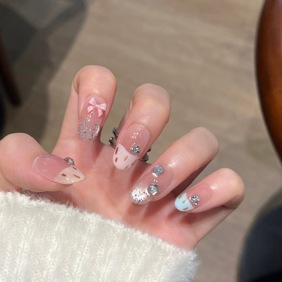 Elegant Decorative Press-On Nail Extensions with Pearls Kalsten