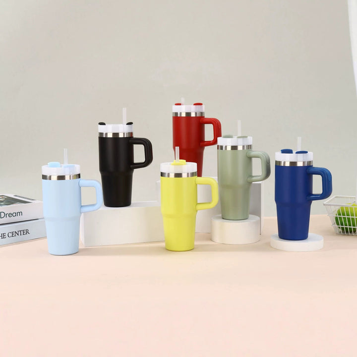 Unisex noble insulated cup with practical straw Kalsten