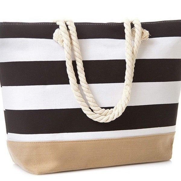 Beach bag with maritime stripes and sturdy rope handles Kalsten