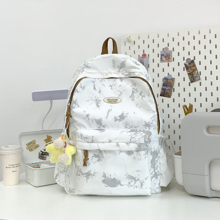Marble-Patterned Backpack