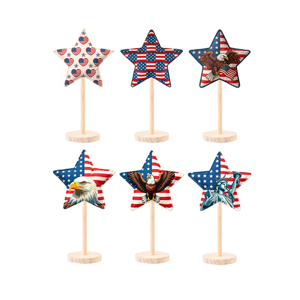 Unisex decorative fabric star display with wooden base Kalsten