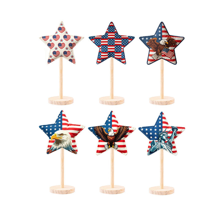Unisex decorative fabric stars on wooden stand table decoration Kalsten