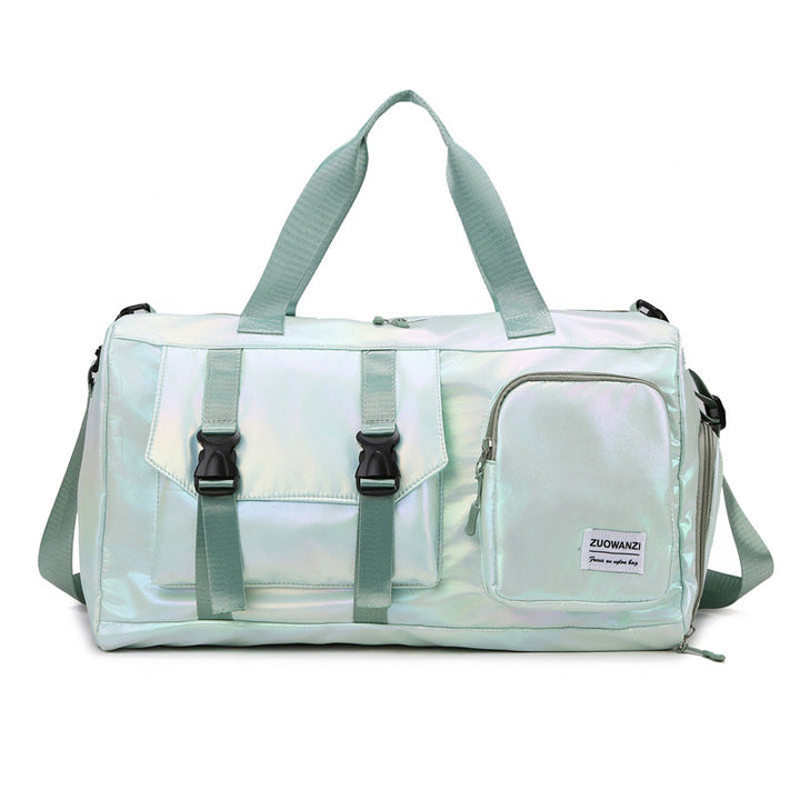 Fashionable travel bag with holographic surface and practical compartments Kalsten