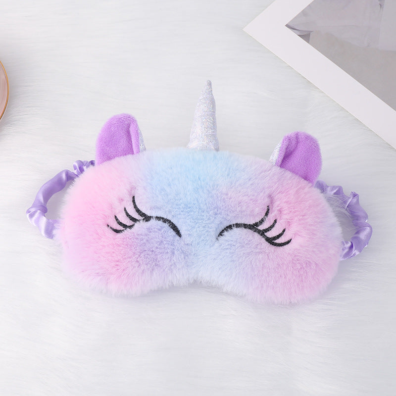 Ladies nan cozy unicorn sleep mask with embroidered eyelashes, soft plush and elastic ruffled ribbon Kalsten