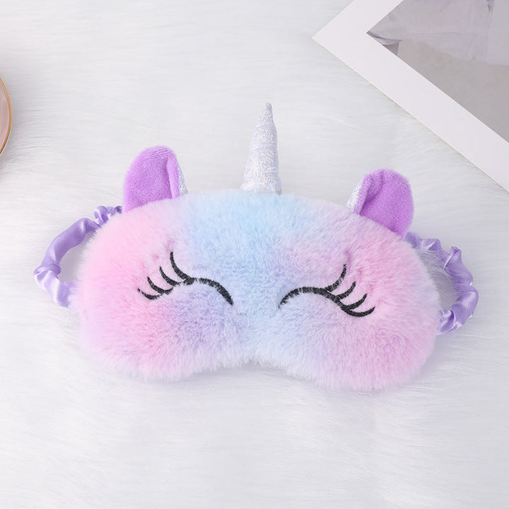 Ladies nan cozy unicorn sleep mask with embroidered eyelashes, soft plush and elastic ruffled ribbon Kalsten