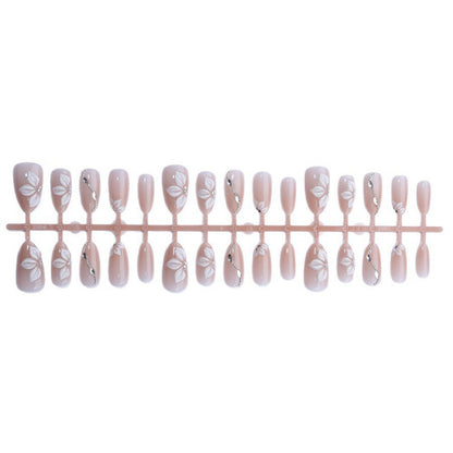 Artificial nail set with elegant flower designs and shimmering accents Acalora