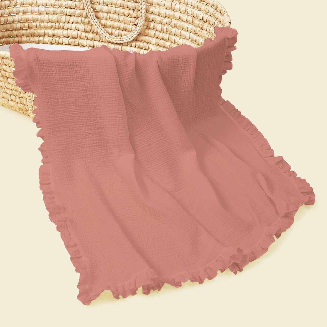 Soft Muslin Blanket with Ruffled Edges kalsten