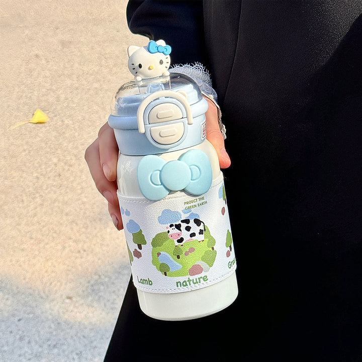 Women's creative water bottle with interactive lid and cute Kalsten design