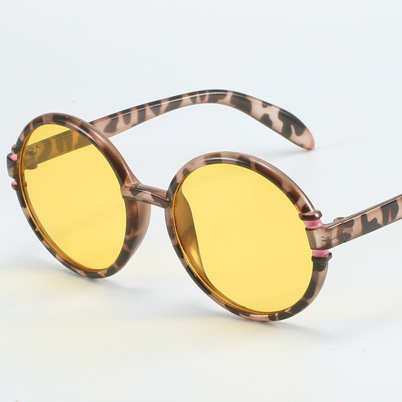 Women's round sunglasses in trendy leopard pattern with UV protection Kalsten