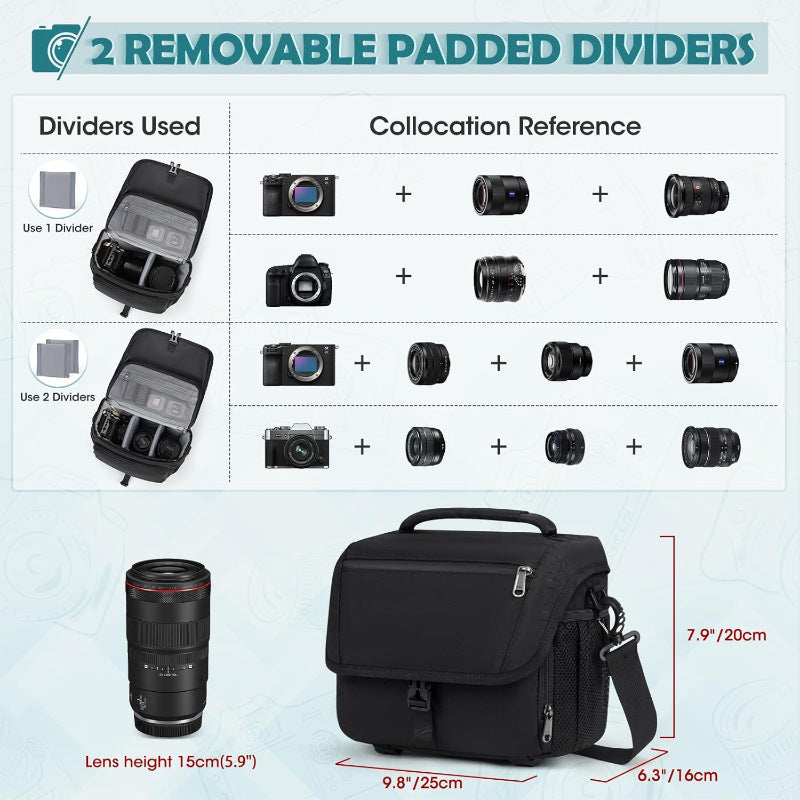 Camera shoulder bag with versatile compartments Kalsten