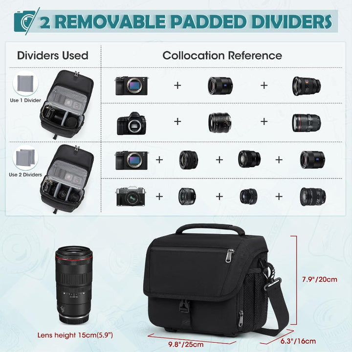 Camera shoulder bag with versatile compartments Kalsten
