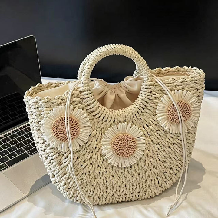 Padded basket bag with floral embellishments Kalsten