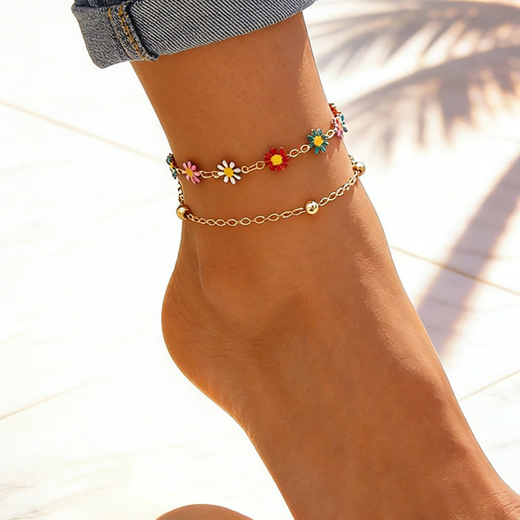 Colorful Floral Charm Anklet Kalsten