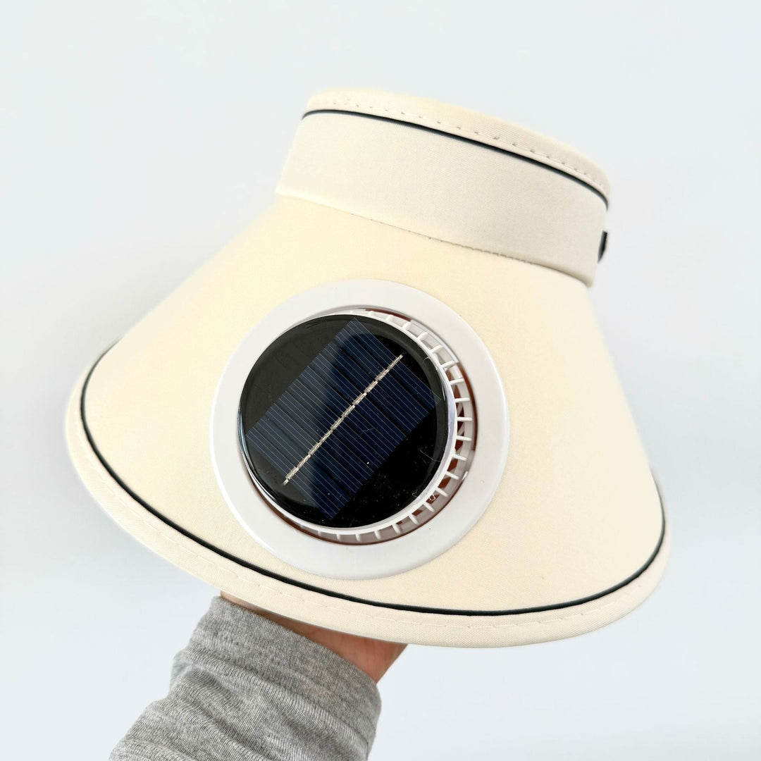 Lightweight foldable sunshade with integrated solar module and quiet fan Kalsten