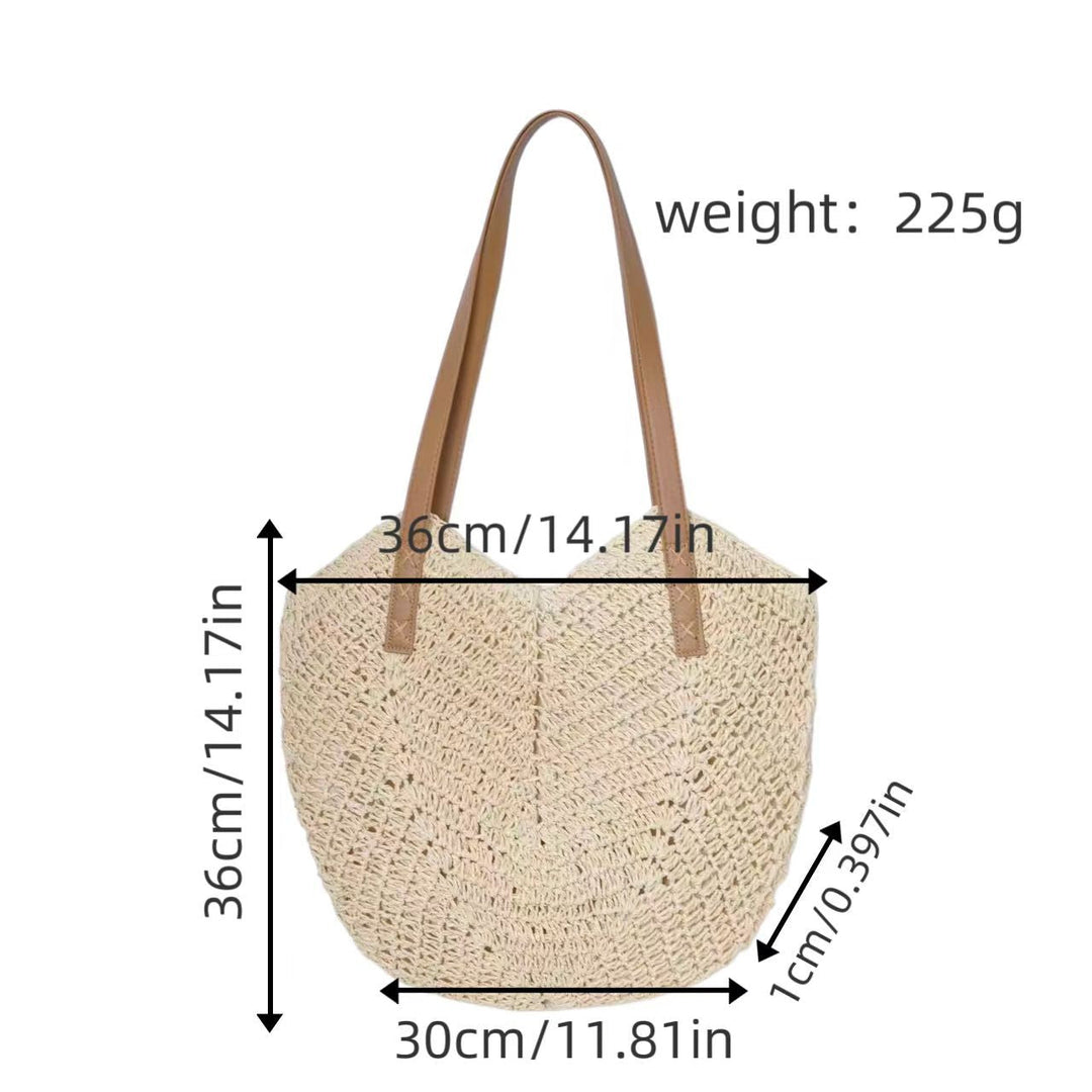 Handbag Made of Woven Natural Material with Elegant Carry Handles Kalsten