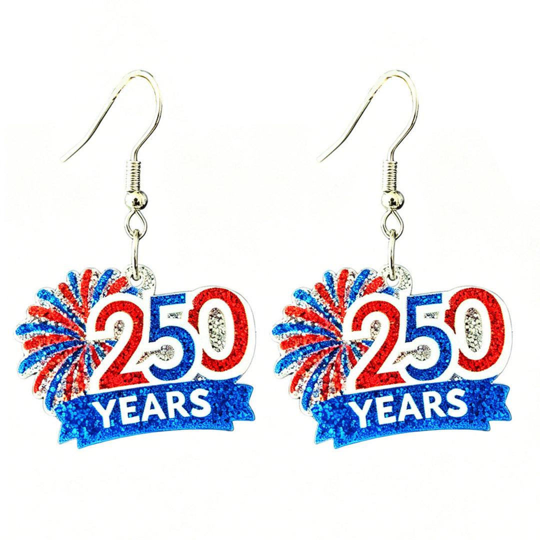 Ladies nan Statement bow earrings made of acrylic with glittering star stripe design and round studs Kalsten