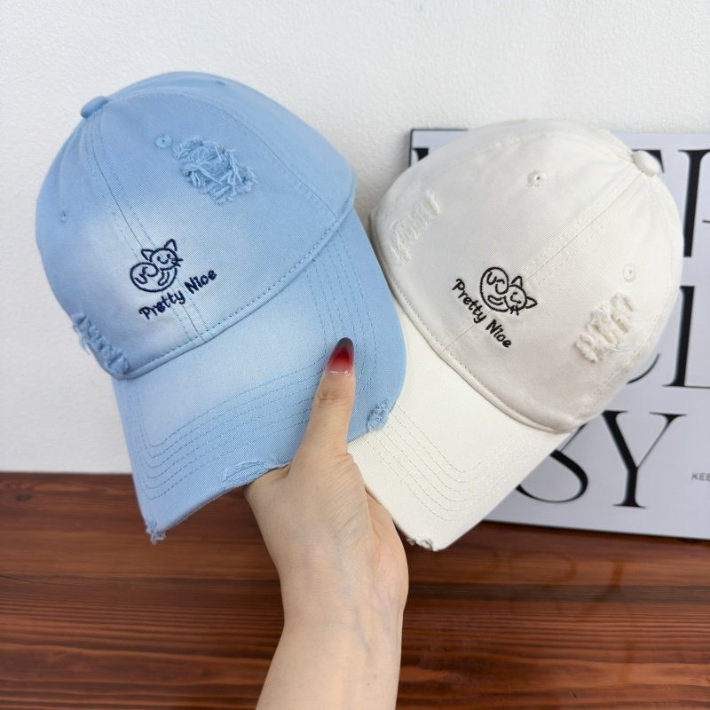 Women's Distressed Casual Embroidered Baseball Cap Kalsten