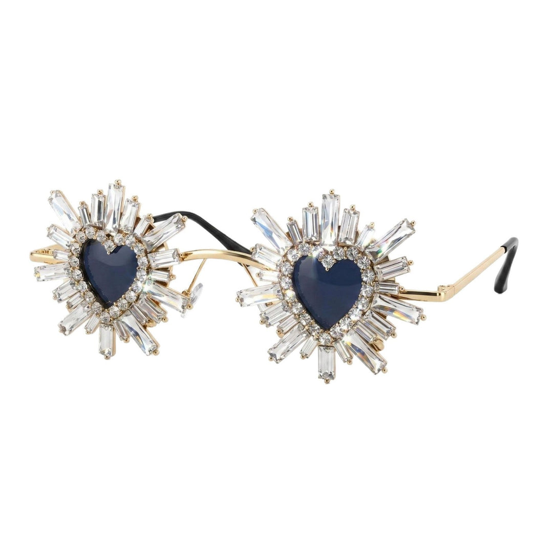 Women Heart-Shaped Sunglasses with Sparkling Crystal Decoration Kalsten