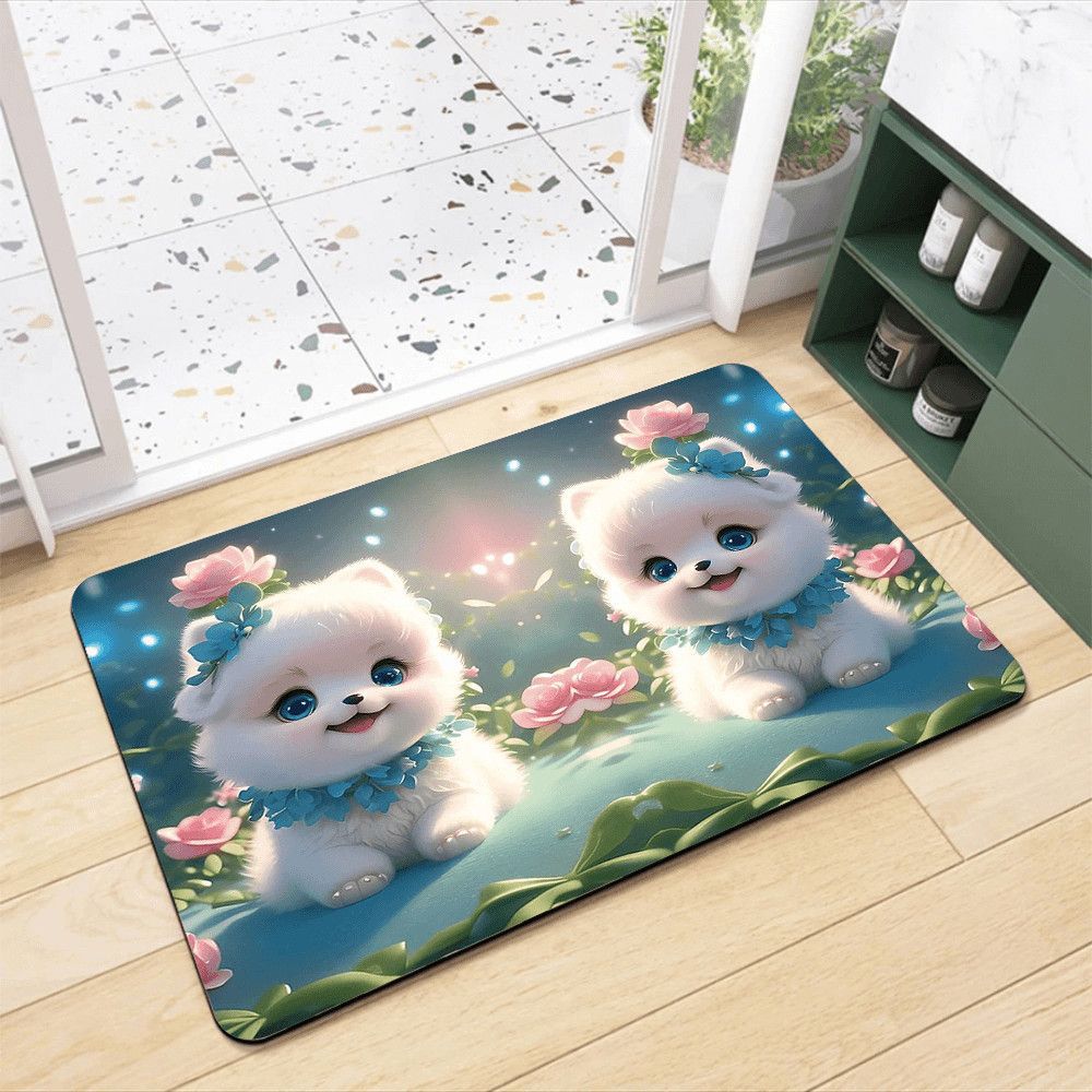 Adorable Pomeranian-Themed Bath Rug Kalsten