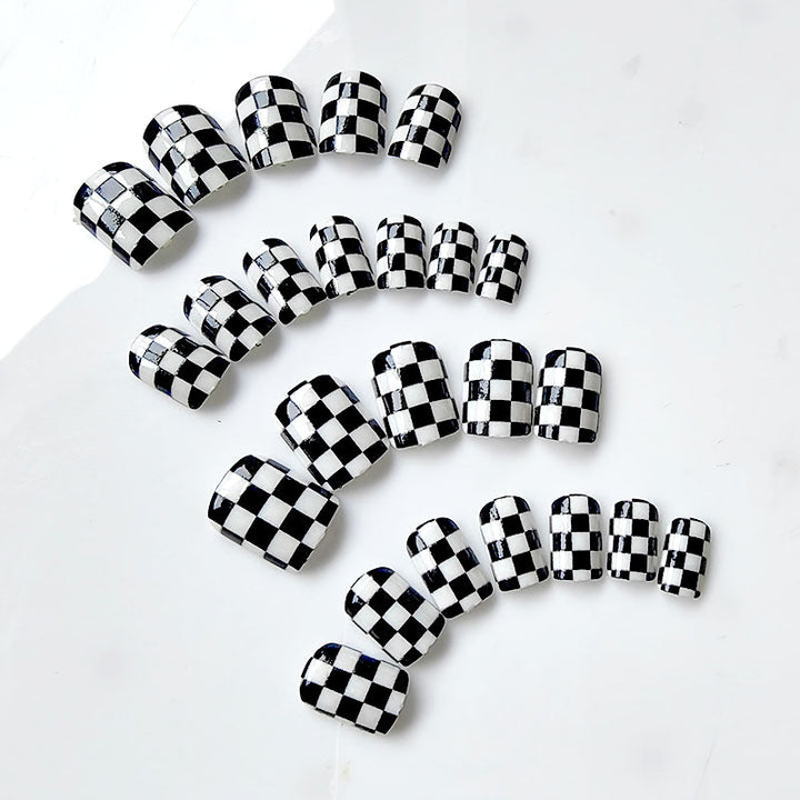 Artificial nails in modern chessboard design Kalsten