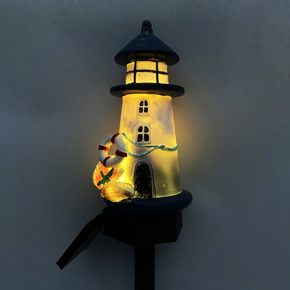 Solar-Powered Coastal Lighthouse Garden Stake Light With Warm LED Resin Lantern And Dusk-To-Dawn Sensor Kalsten