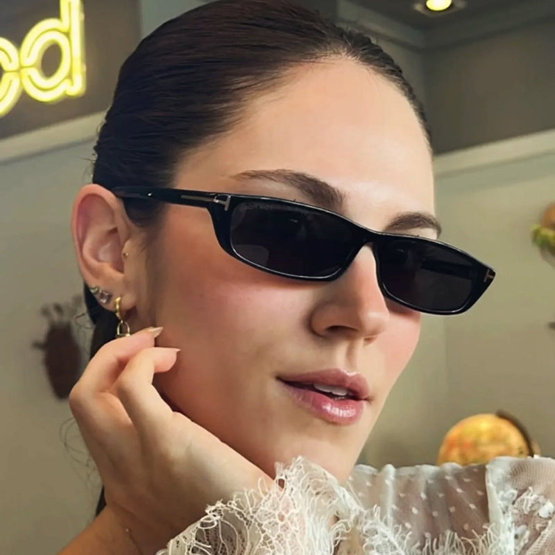 Women's fashionable sunglasses with narrow frame and brown lenses Kalsten