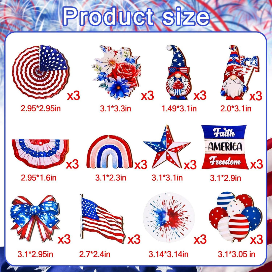 Unisex decorative party decoration set made of wooden pendants and table decoration with patriotic motifs Kalsten