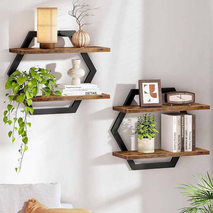 Wall shelf with modern honeycomb design Kalsten