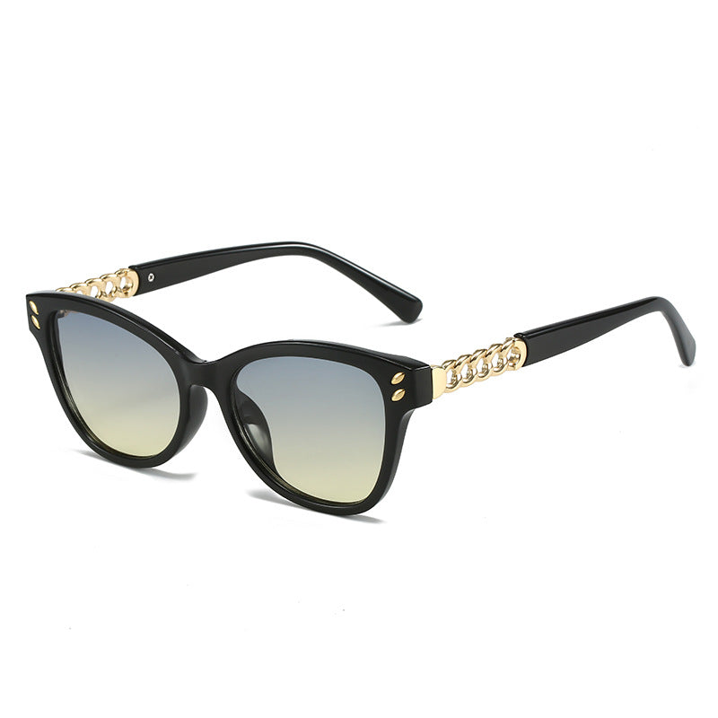 Ladies fashionable cat-eye sunglasses with luxurious chain accents Kalsten