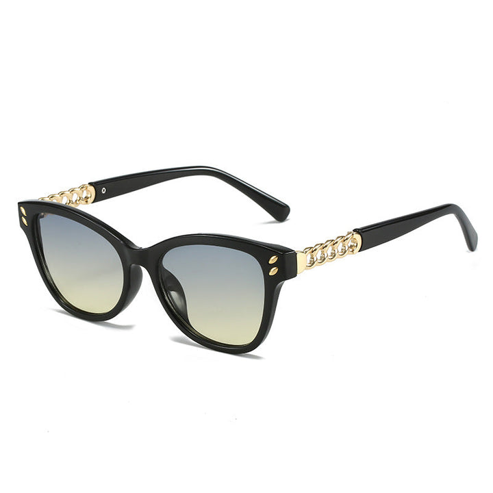 Ladies fashionable cat-eye sunglasses with luxurious chain accents Kalsten