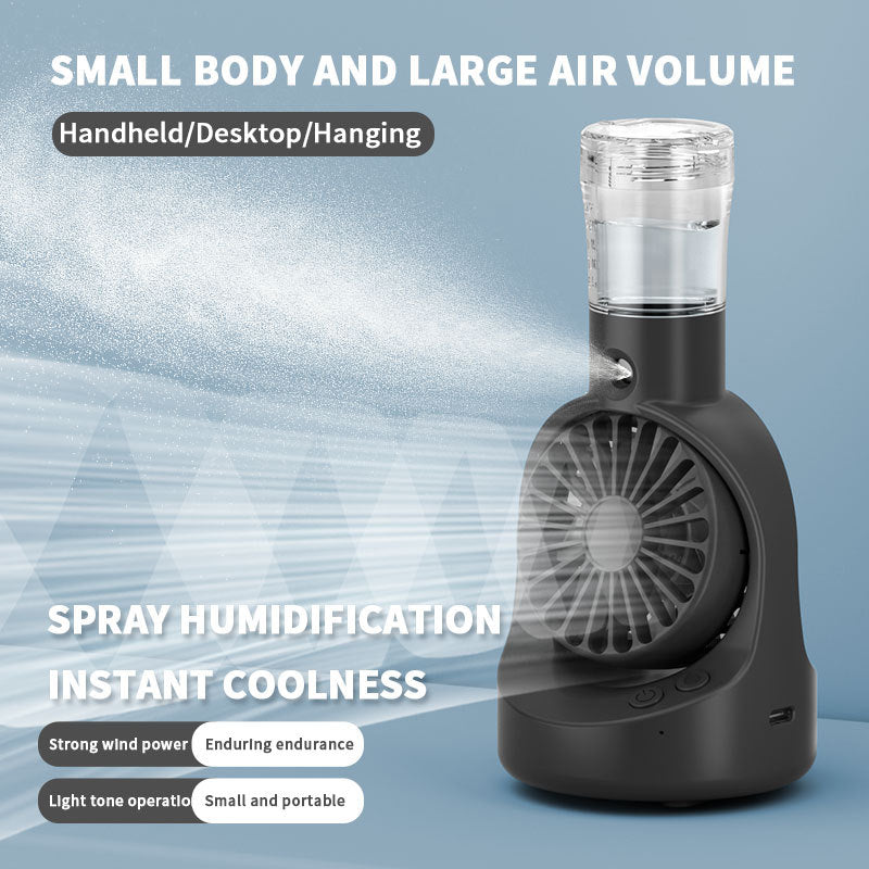 Cooling portable misting handheld fan with detachable water reservoir and adjustable-angle stand Kalsten