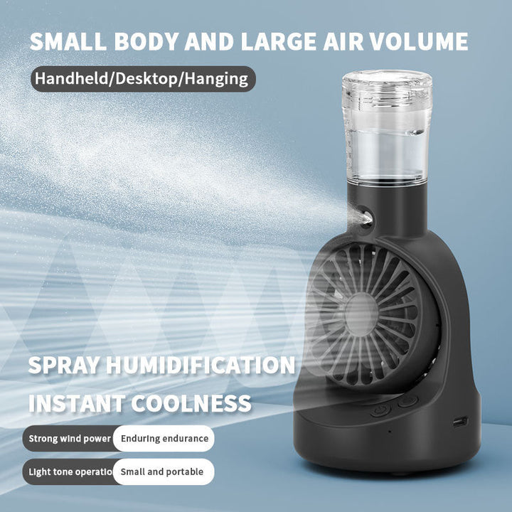 Cooling portable misting handheld fan with detachable water reservoir and adjustable-angle stand Kalsten
