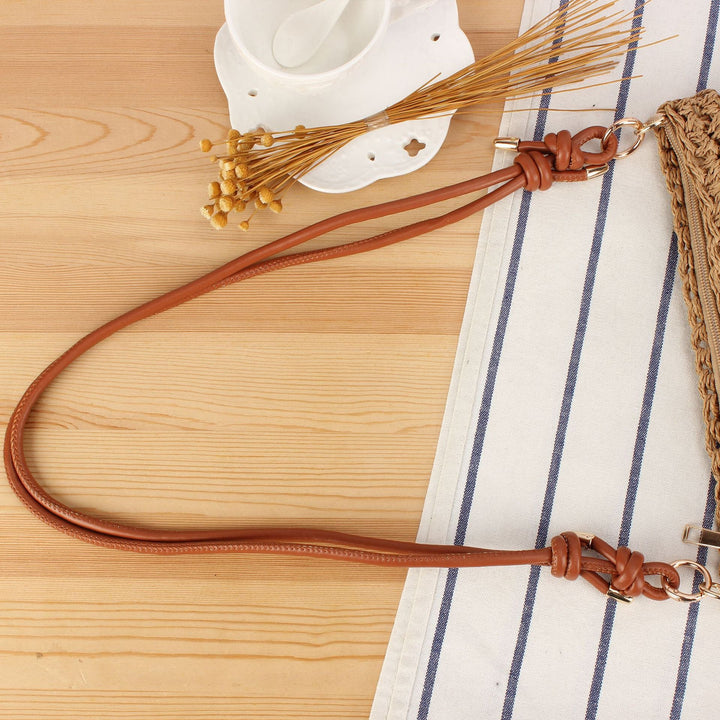 Braided Natural Material Handbag with Elegant Button Closure Kalsten