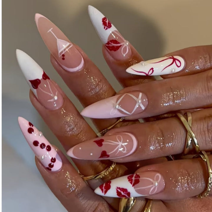 Romantic Kiss-Themed Press-On Nail Set Kalsten