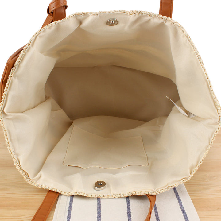 Beach bag with elegant leather handles and practical interior bag Kalsten