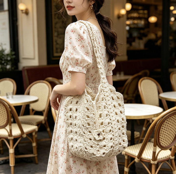 Hand-knotted shoulder bag in modern design Kalsten