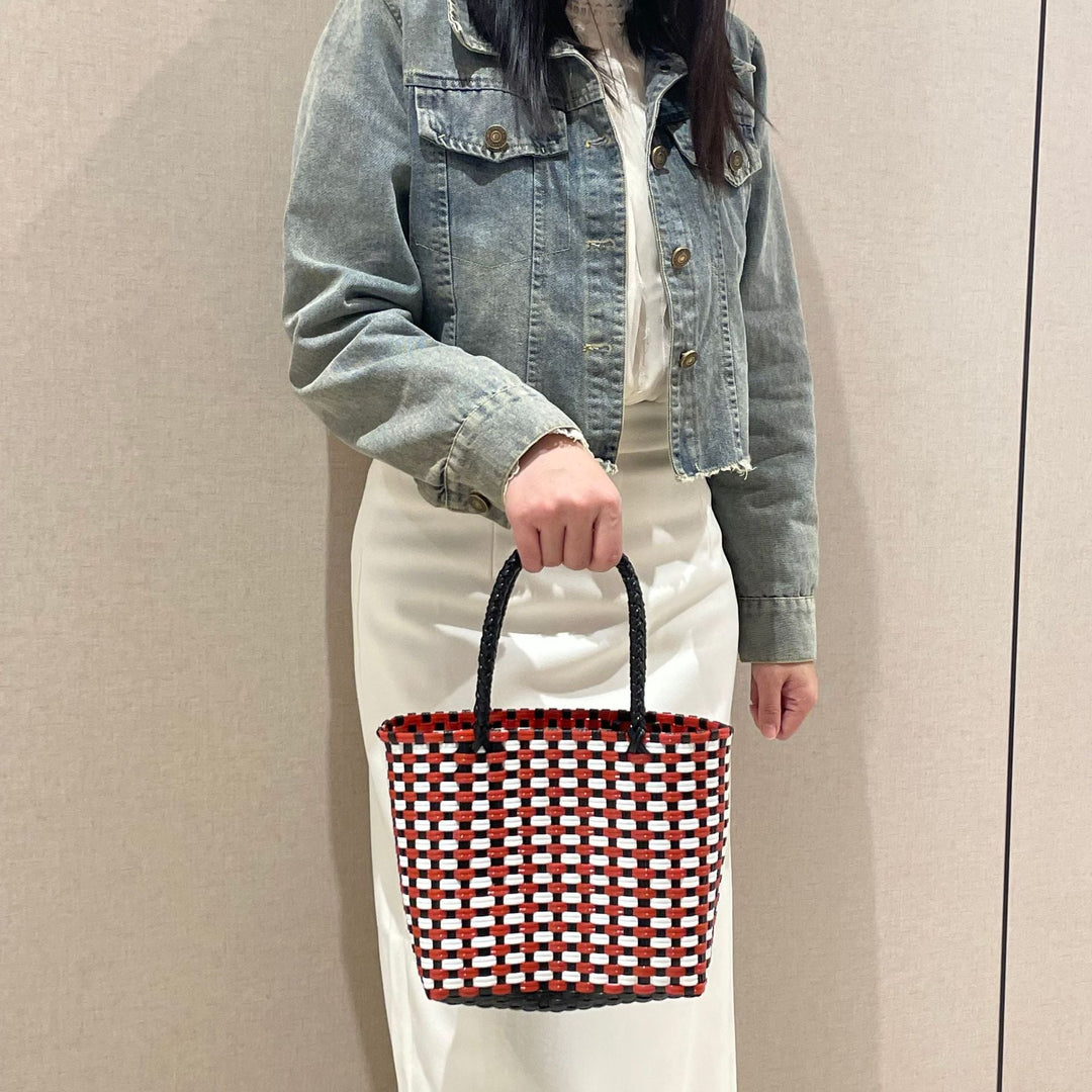 Handwoven basket bag with colorful design Kalsten