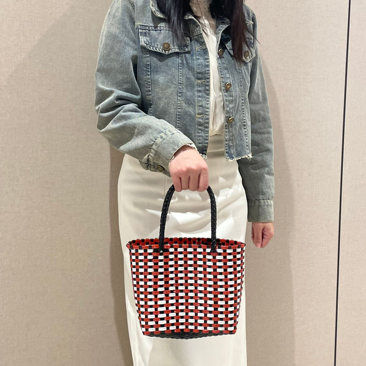 Handwoven basket bag with colorful design Kalsten