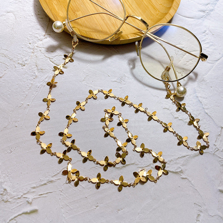 Fashionable glasses holder chain with filigree flower pendants Kalsten