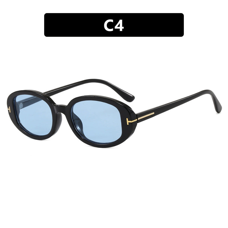 Ladies stylish oval sunglasses with golden details Kalsten