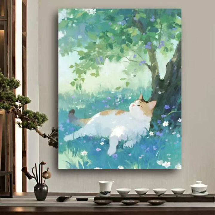 Whimsical Cat Watercolor Wall Art Kalsten
