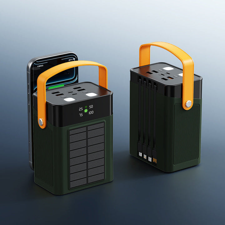 Portable Solar Power Bank with Integrated Cable Management and Digital Display Kalsten