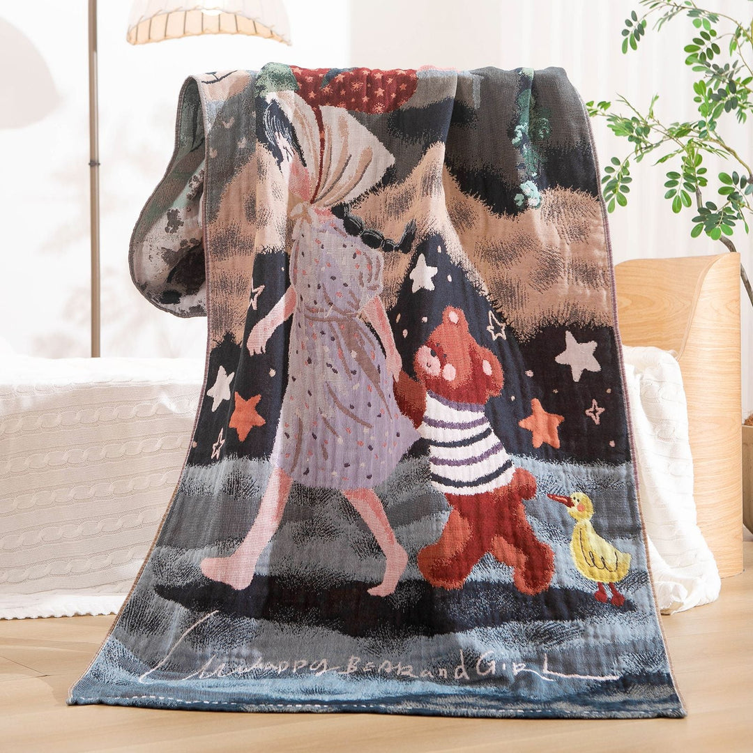 Women's cuddly blanket with charming bear motif Kalsten