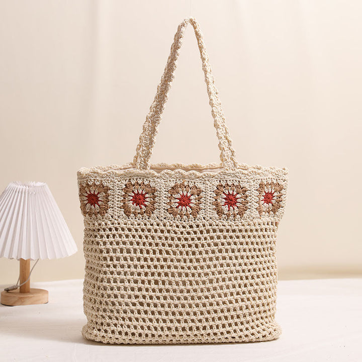 Hand-crocheted beach bag with floral accents Kalsten