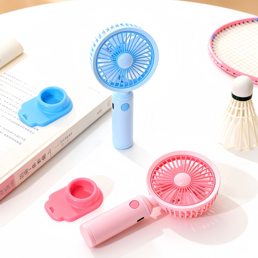 Unisex compact portable USB handheld fan with foldable stand and quiet brushless motor Kalsten