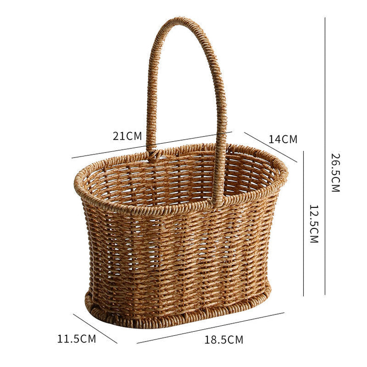 Decorative Woven Storage Basket with Mushroom Emblem Kalsten