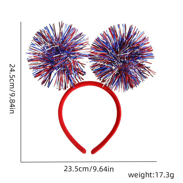 Unisex nan eye-catching party headband with attached pom poms, star tinsel, and small flag pendants Kalsten