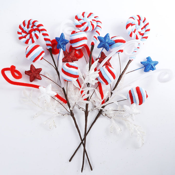 Unisex nan decorative floral pick with padded balls and glitter stars Kalsten