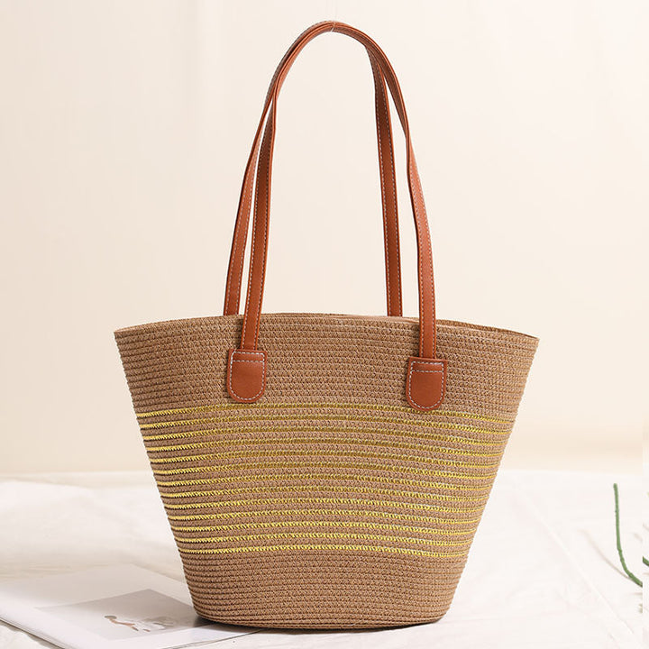 Elegant bast handbag with leather accents Kalsten